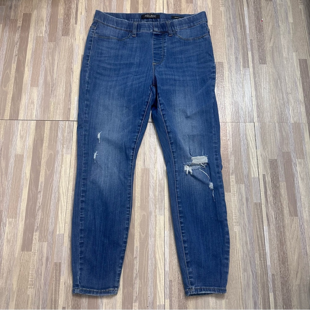 Judy Blue Dark Blue Distressed Skinny Pull-On Jeans Jeggings Women's 14W